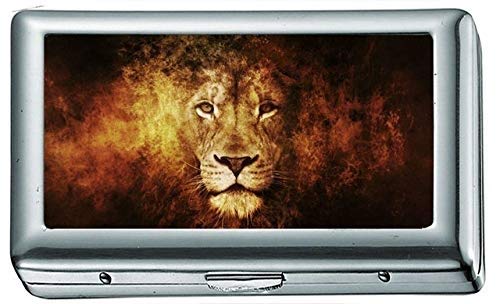 Löwe Zigarettenetui / -schachtel Visitenkartenetui Edelstahlgehäuse Silber Metall Geldbörse Schutz von YENDOSTEEN