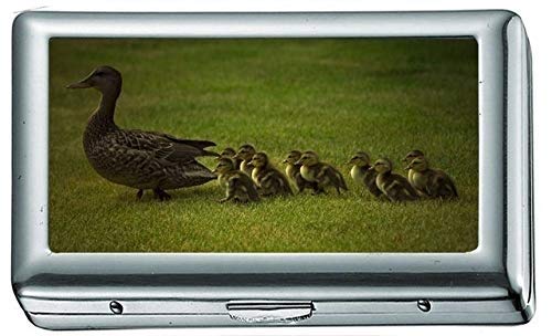 Mutter Ente Zigarettenetui / -schachtel Visitenkartenetui Edelstahlgehäuse Silber Metall Brieftasche Schutz von YENDOSTEEN