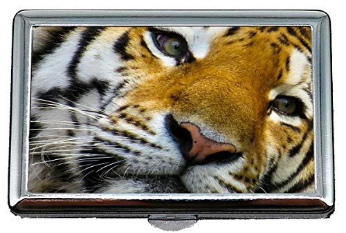 Niedlicher Edelstahl-Ausweis oder Zigarettenetui (King Size), Tier-Tiger-Firmenname-Kartenhalter-Geldbörsen-Kreditkarten-Ausweis-Etui von YENDOSTEEN