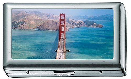 San Francisco Bridge Luftaufnahme bw Zigarette Edelstahl ID oder Zigarettenetui von YENDOSTEEN