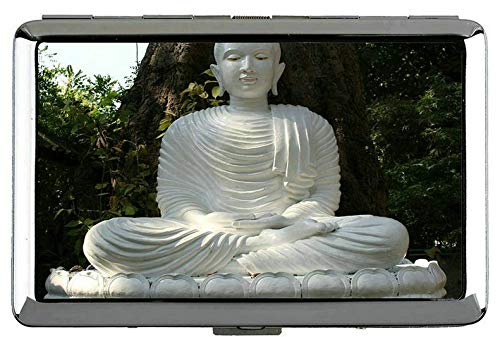 Yanteng Lotus Flowers Serenity Zigarettenetui Box-Buddha Zigarettenetui Metall Silber Für 14 Zigaretten von YENDOSTEEN