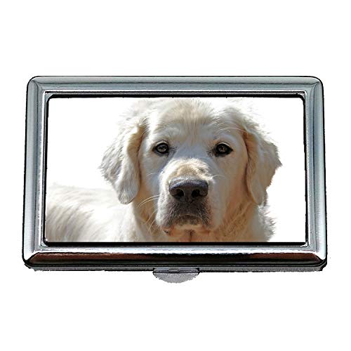 Yanteng Zigarettenetui/Box, Golden Retriever isoliert Haustier Hund Tier Portrait, Visitenkartenetui Visitenkartenetui Edelstahl von YENDOSTEEN