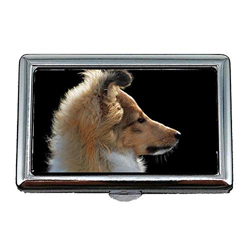 Zigarettenetui/Box, Hund Colli Isolierte Haustier Schnauze Tier Wuschelig, Visitenkartenetui Visitenkartenetui Edelstahl von YENDOSTEEN