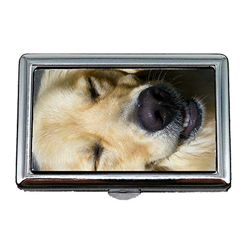 Zigarettenetui Box, Hund Golden Retriever Close-Up Gesicht Canine Cute, Visitenkartenetui Visitenkartenetui Edelstahl von YENDOSTEEN