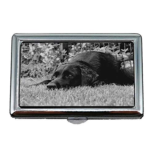 Zigarettenetui Box, Labrador schwarz und weiß Hund Entspannung Träume, Visitenkartenetui Visitenkartenetui Edelstahl von YENDOSTEEN