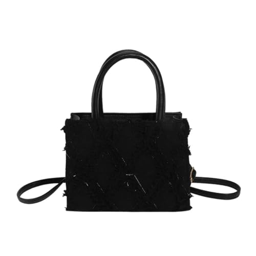 YENVWG 2023 Umhängetasche, vielseitig, klein, quadratisch, für Damen und Mädchen, trendige PU-Handtasche, modisch, lässig, Umhängetasche, Schwarz von YENVWG