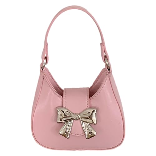 YENVWG Damen-Umhängetasche mit Schleife, kleine Handtasche, ästhetische Schultertasche mit Kette, Schleife, Einkaufstasche, Dating-Tasche, rose von YENVWG