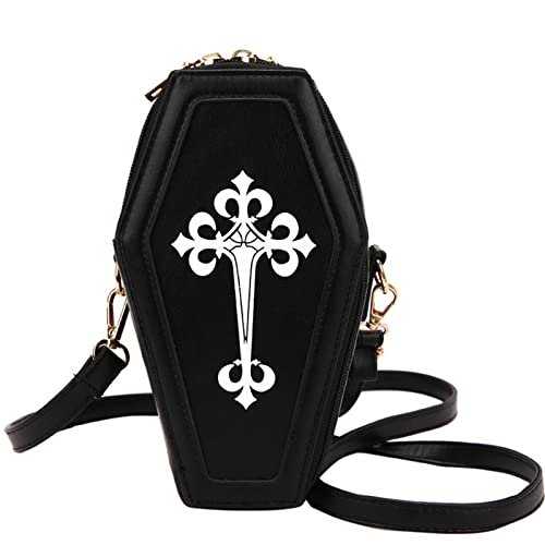 YENVWG Exquisite Handtasche Sargform Geldbörsen Halloween für Crossbody Tasche Schultertasche für Cosplay, Schwarz von YENVWG