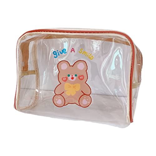 YENVWG Transparenter Bleistift für Obst, Kosmetiktasche, PVC, Make-up, Reisen, mit Kaninchen- und Bärenmuster, für Damen und Mädchen von YENVWG