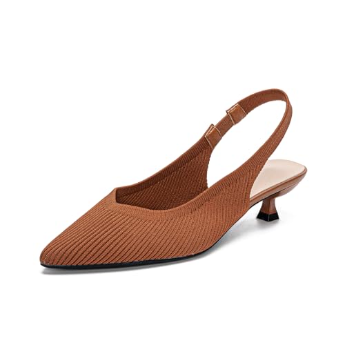 YEOJOU Damen-Pumps mit geschlossenem Zehenbereich, Slingback-Absatz, Kätzchen-Absatz, Strick-Pumps, Kitten Brown, 37.5 EU YEOJOU Damen-Pumps mit geschlossenem Zehenbereich, Slingback-Absatz, Kätzchen-Absatz, Strick-Pumps, Kitten Brown, 37.5 EU von YEOJOU