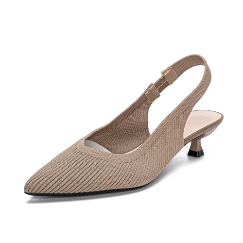 YEOJOU Damen-Pumps mit geschlossenem Zehenbereich, Slingback-Absatz, Kätzchen-Absatz, Strick-Pumps, Kitten Dark Apricot, 37.5 EU YEOJOU Damen-Pumps mit geschlossenem Zehenbereich, Slingback-Absatz, Kätzchen-Absatz, Strick-Pumps, Kitten Dark Apricot, 37.5 EU von YEOJOU