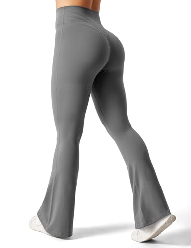 YEOREO Ausgestellte Leggings für Damen, Lynnie Bell Bottom Yogahose, hohe Taille, Bauchkontrolle, Bootcut, Workout-Leggings, #1 Grau, M von YEOREO