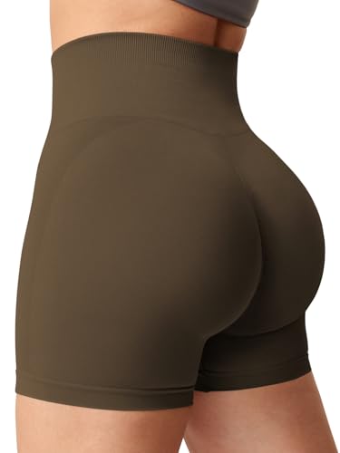 YEOREO Nahtlose Scrunch-Workout-Shorts für Damen, hohe Taille, intensiv, Laufen, Fitnessstudio, Yoga, Workout, 0 Solid Coffee, S von YEOREO