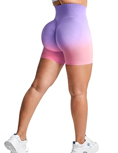 YEOREO Nahtlose Scrunch-Workout-Shorts für Damen, hohe Taille, Lifting, Fitnessstudio, Yoga-Shorts, 1 Ombre Pink, S von YEOREO