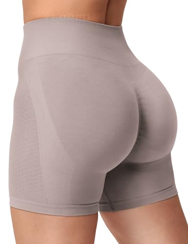 YEOREO Damen Scrunch Sport Shorts 4.5" Workout Shorts Nahtlose High Wasit Shorts Butt Lift Gym Yoga Shorts Porzellan L von YEOREO