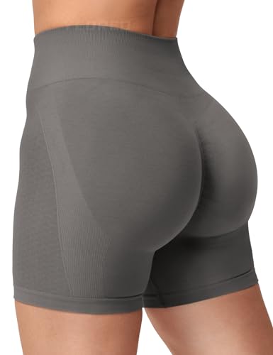 YEOREO Damen Scrunch Sport Shorts 4.5" Workout Shorts Nahtlose High Wasit Shorts Butt Lift Gym Yoga Shorts Zinn L von YEOREO