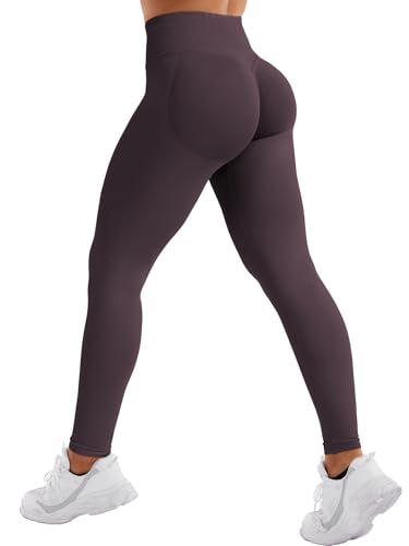 YEOREO SoftHue Invisible Scrunch Sport Leggings Damen Nahtlose Push Up Blickdicht Gym Yoga Sport Leggings High Waist Sportleggins Damen Lang Dunkelbraun S von YEOREO
