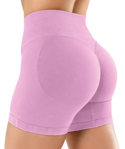 YEOREO Sandwashed Sport Shorts Damen 4.5" Hoch Taille Invisible Scrunch Butt Lifting Gym Workout Shorts Nahtlose Push Up Booty Kurze Leggings Damen Korallenrosa M YEOREO Sandwashed Sport Shorts Damen 4.5" Hoch Taille Invisible Scrunch Butt Lifting Gym Workout Shorts Nahtlose Push Up Booty Kurze Leggings Damen Korallenrosa M von YEOREO