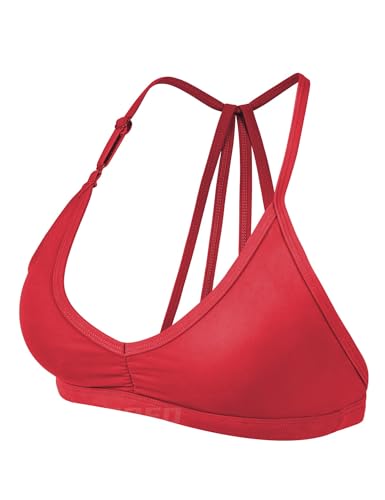 YEOREO Sport BH Damen Abnehmbare BH Träger Geschrumpft Top Gepolstert Rückenfrei Fitness Bra Sport Top mit Mittlerem Halt Date Red L von YEOREO