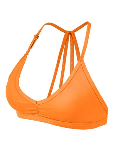 YEOREO Sport BH Damen Abnehmbare BH Träger Geschrumpft Top Gepolstert Rückenfrei Fitness Bra Sport Top mit Mittlerem Halt Orange M von YEOREO