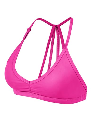 YEOREO Sport BH Damen Abnehmbare BH Träger Geschrumpft Top Gepolstert Rückenfrei Fitness Bra Sport Top mit Mittlerem Halt Rose Red S von YEOREO