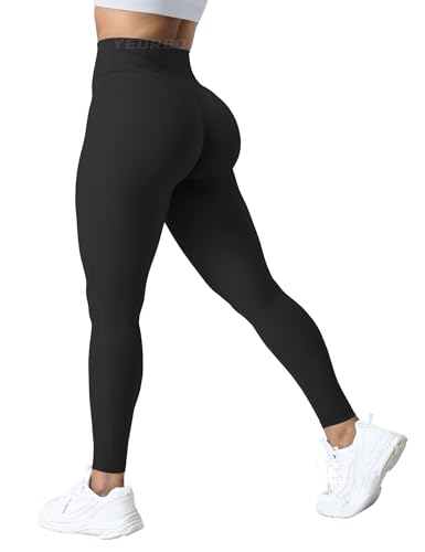 YEOREO Workout Leggings Damen Lifting Tummy Control Hohe Taille Gym Yoga Compression Pants Blickdicht Sporthose Black L von YEOREO