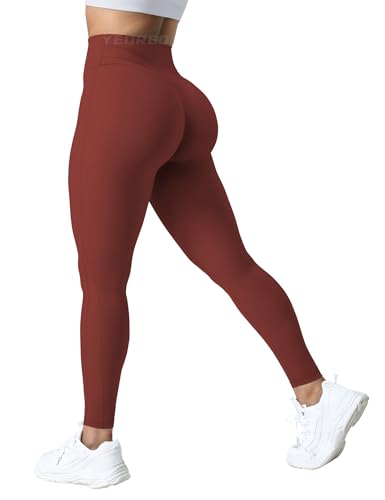 YEOREO Workout Leggings Damen Lifting Tummy Control Hohe Taille Gym Yoga Compression Pants Blickdicht Sporthose Deep Burgundy M von YEOREO