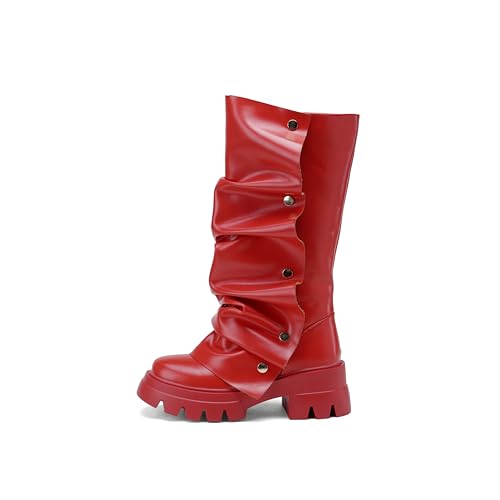 YEOTREAN Western-Cowboystiefel mit mittlerer Wade für Damen, Rot/Ausflug, einfarbig (Getaway Solids), 39.5 EU von YEOTREAN