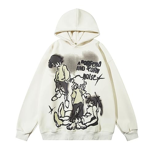 YEOU Frauen Stern Brief Druck Reißverschluss Lose Hoodies Y2K Retro Harajuku Oversized Gothic Hip Hop Langarm Sweatshirts, Doodle-Aprikose, X-Large von YEOU