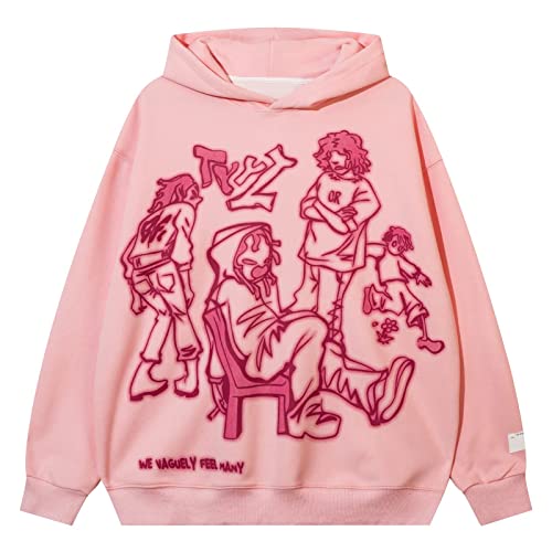 YEOU Frauen Stern Brief Druck Reißverschluss Lose Hoodies Y2K Retro Harajuku Oversized Gothic Hip Hop Langarm Sweatshirts, Tyz-01, L von YEOU