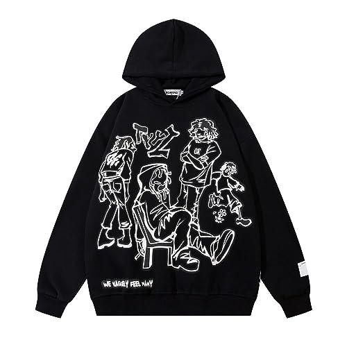 YEOU Frauen Stern Brief Druck Reißverschluss Lose Hoodies Y2K Retro Harajuku Oversized Gothic Hip Hop Langarm Sweatshirts, Tyz-03, Small von YEOU