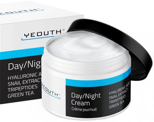 YEOUTH Tages Nachtcreme Feuchtigkeitscreme, Gesichtscreme mit Hyaluronsäure und Schneckenextrakt, Tagescreme gegen Falten, Nachtcreme für Frauen 60g von YEOUTH