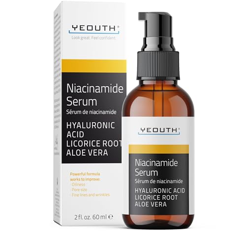 YEOUTH Niacinamide Serum Gesicht 10% mit Hyaluronsäure und Aloe Vera, Anti Aging Feuchtigkeitsspendendes B3 Gesichtsserum für Frauen und Männer 60ml von YEOUTH
