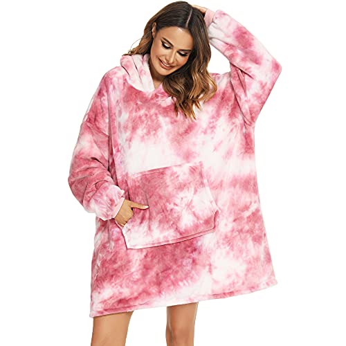 YEPLINS Pullover Sweatshirt Mit Kapuze Robe Decke Hoodie Decke Sweatshirt Flanell Hoodies (DE/NL/SE/PL, Alphanumerisch, Einheitsgröße, Regular, Regular, Pink Purple) von YEPLINS