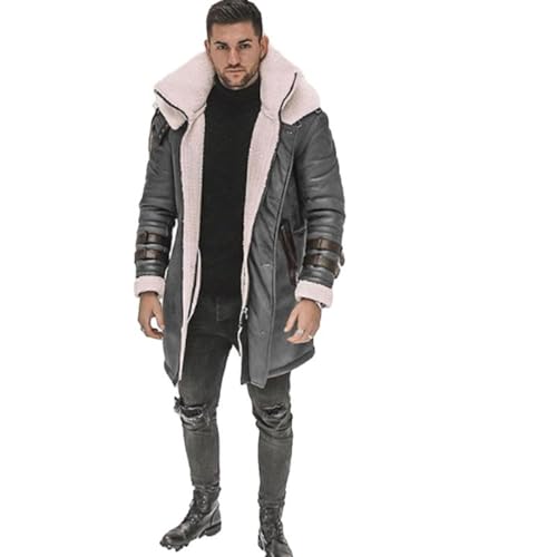 YEPREM Fleecejacke Herren Casual Verdicken Revers Winterjacke Herren Warm Einfachheit Gefütterte Jacke Herren Draussen Skijacke Bergsteigen Herren D-Grey L von YEPREM