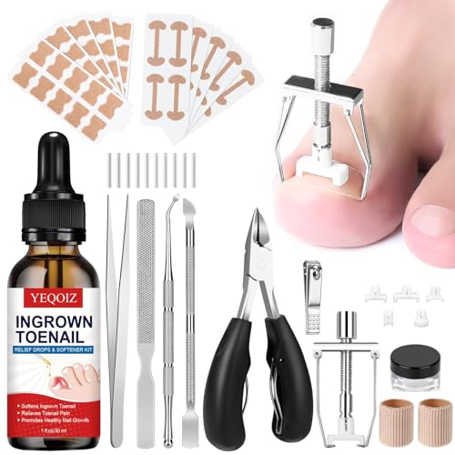 Eingewachsene Zehennägel-Behandlungswerkzeug-Set, eingewachsene Zehennagelentfernungs-Kit mit eingewachsener Zehennagel-Korrektur, eingewachsene Zehennagel-Tropfen, Korrektur-Patch, Zehennagelknipser, von YEQOIZ