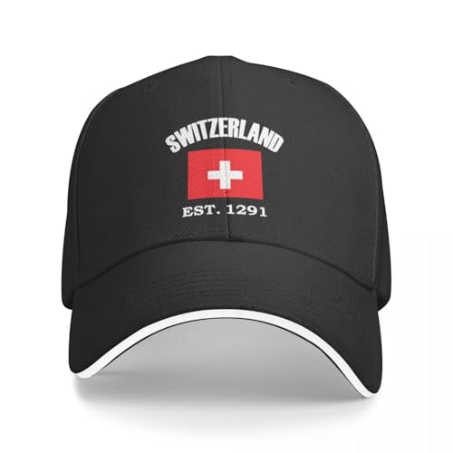 Klassisch Schweiz Seit 1291 Suisse Flagge Wandern Baseball Mützen Frauen Männer Unisex Männlich Strand Papa Hut Hip Hop Trucker Kappe von YERTYIJH