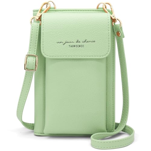 YERUUE Handytasche Zum Umhängen Damen kleine Handy Umhängetasche mit 4 Kartenfächer, Handytasche mit Geldbörse zum Umhängen mit Verstellbar Abnehmbar Schultergurt(Grün) von YERUUE