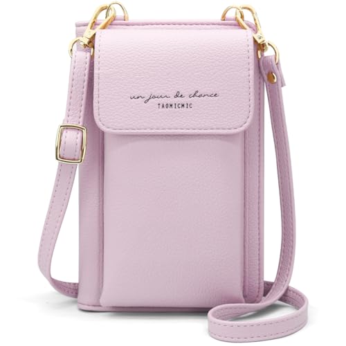 YERUUE Handytasche Zum Umhängen Damen kleine Handy Umhängetasche mit 4 Kartenfächer, Handytasche mit Geldbörse zum Umhängen mit Verstellbar Abnehmbar Schultergurt(Lila) von YERUUE