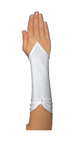 YES Fingerlose Kommunionhandschuhe Handschuhe zur Kommunion, Strasssteinchen, Mädchen KA-34 lang von YES