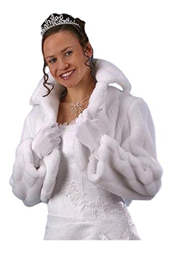 YES Jacke Bolerojacke Bolero Brautbolero Jäckchen Brautjacke Hochzeit Winter Web-Pelz Fell Modell A1 weiß 34 von YES