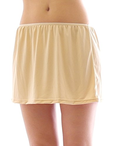 Mini Unterrock Gummibund Falten Rock Skirt Minirock Beige S/M von YESET