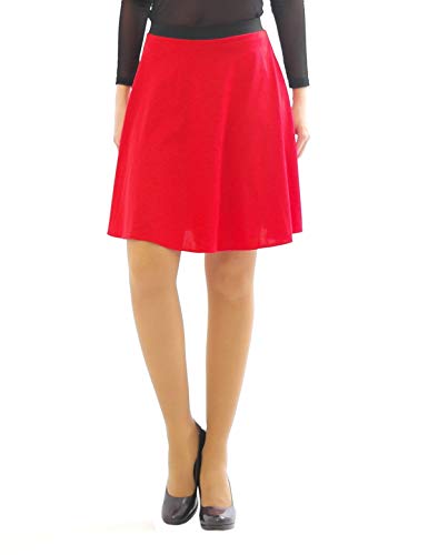 Swing Rock Midi Falten-Rock Gummibund hohe Taille Midirock Skirt Maxi rot L-XL von YESET