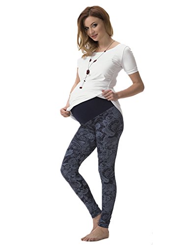 Umstand Hose Muster Leggings Umstandsleggings lang gekämmte Baumwolle Muster 7 L von YESET