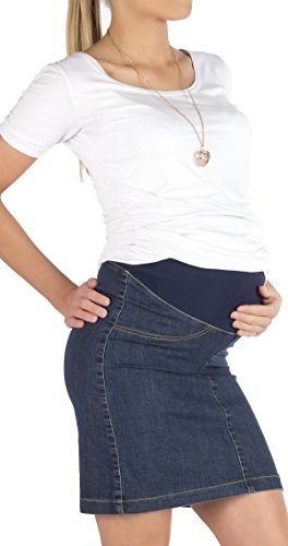 Umstandsrock Rock Jeansrock Jeans Knielang Umstand Stretch Schwanger Bauch Jeans 44 von YESET