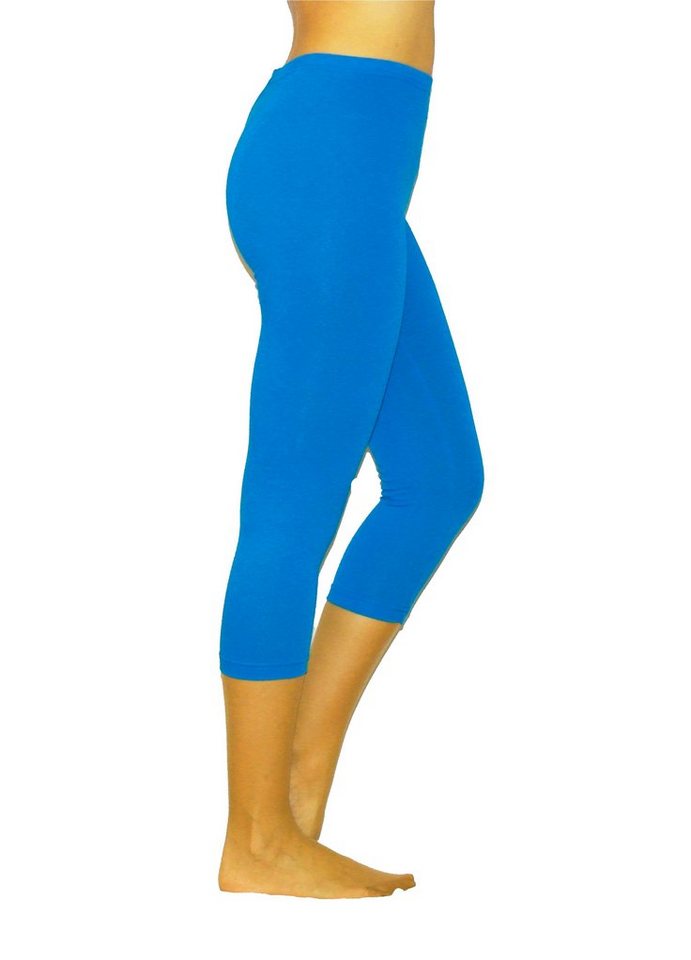 YESET Caprihose Damen 3/4 Capri Leggings Baumwolle BLAU S Capri kurze Leggings von YESET