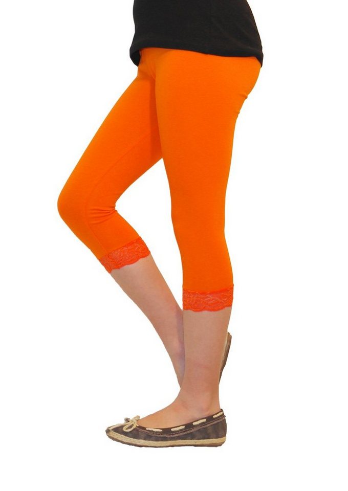 YESET Caprihose Mädchen Kinder Leggings Leggins Hose Capri 3/4 kurz Spitze Baumwolle O von YESET