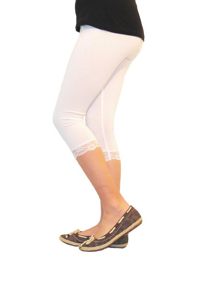 YESET Caprihose Mädchen Kinder Leggings Leggins Hose Capri 3/4 kurz Spitze Baumwolle W von YESET