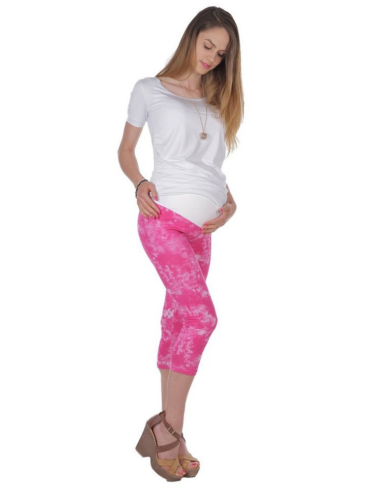 YESET Caprihose Umstand Capri Muster Leggings Umstandsleggings gekämmte Baumwolle pink Kurze von YESET