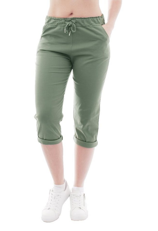 YESET Caprihose YESET Damen Chino Sommer Capri 3/4 Hose Damenhose Dunkelgrün L Schlupfhose von YESET